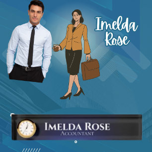 Porte-nom Pour Bureau Élégant Chic Dark Simple Comptable