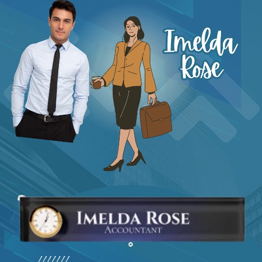 Porte-nom Pour Bureau Élégant Chic Dark Simple Comptable