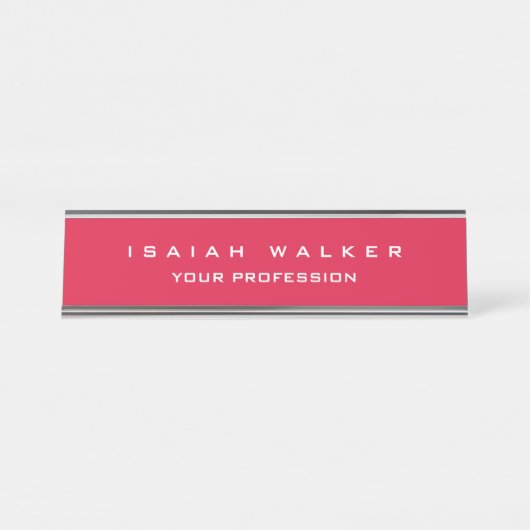 Porte-nom Pour Bureau Élégant Classy Plain Unique Special Crimson Rouge (Devant)