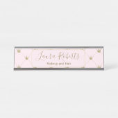 Porte-nom Pour Bureau Elegant Crown Pattern Pink (Devant)