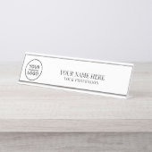 Porte-nom Pour Bureau Elegant custom Logo Employee Name, Profession (Devant)