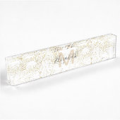 Porte-nom Pour Bureau Elégant design de traits d'or feuille tropicaux