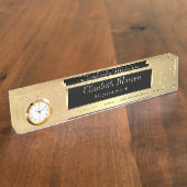 Porte-nom Pour Bureau Élégant Diamants Or Stylés (Taille)