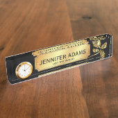 Porte-nom Pour Bureau Élégant Directeur exécutif Rose Gold Flower (Taille)