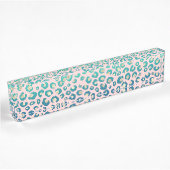Porte-nom Pour Bureau Élégant empreinte de léopard or bleu Mint Gradient