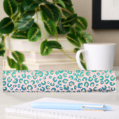 Porte-nom Pour Bureau Élégant empreinte de léopard or bleu Mint Gradient