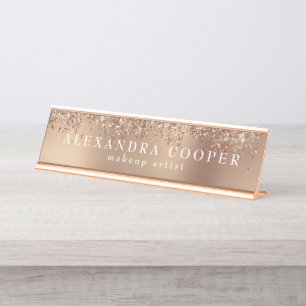 Porte-nom Pour Bureau Elégant et élégant rose de maquillage parties scin