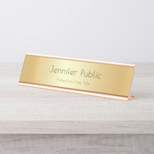 Porte-nom Pour Bureau Elégant Faux Gold Modèle moderne Professionnel