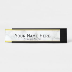 Porte-nom Pour Bureau Élégant Faux Nom du Marbre blanc Titre du travail