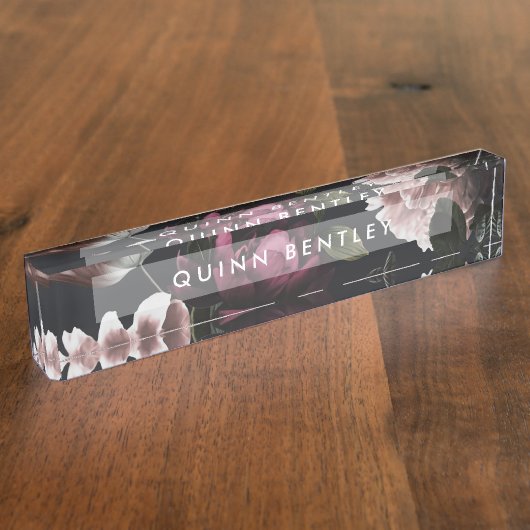 Porte-nom Pour Bureau Élégant floral foncé (Taille)