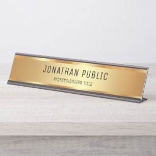 Porte-nom Pour Bureau Elégant Glamour Noir Et Or Modèle Luxe