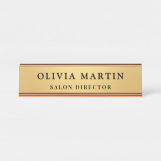 Porte-nom Pour Bureau Elegant Gold and Rose Gold Salon Director