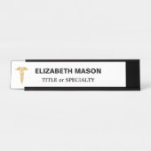 Porte-nom Pour Bureau Elégant Golden Caduceus sur blanc (Devant)