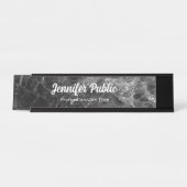 Porte-nom Pour Bureau Élégant marbre noir Script de typographie moderne (Devant)