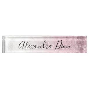 Porte-nom Pour Bureau Élégant marbre parties scintillant d'or rose mod