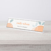 Porte-nom Pour Bureau Elégant Mignonne Orange Abstrait Gras Citrus Fruit (Devant)