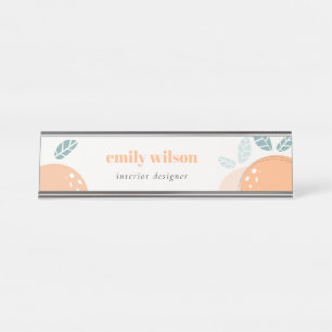 Porte-nom Pour Bureau Elégant Mignonne Orange Abstrait Gras Citrus Fruit