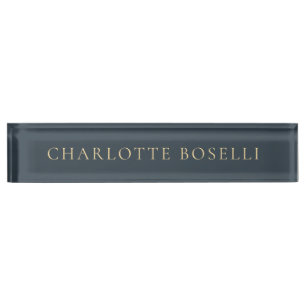 Porte-nom Pour Bureau Élégant Minimaliste Classique Charbon Professionne