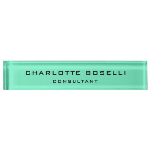 Porte-nom Pour Bureau Élégant minimaliste professionnel bleu vert