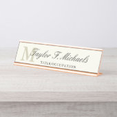 Porte-nom Pour Bureau Élégant monogramme et nom (Devant)