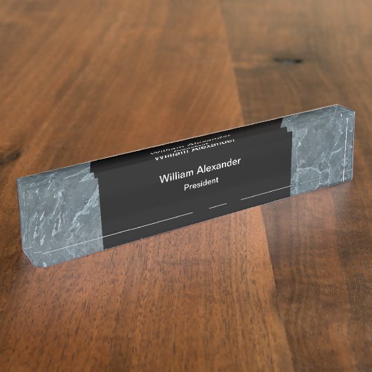 Porte-nom Pour Bureau Élégant Monogramme Exécutif (Taille)