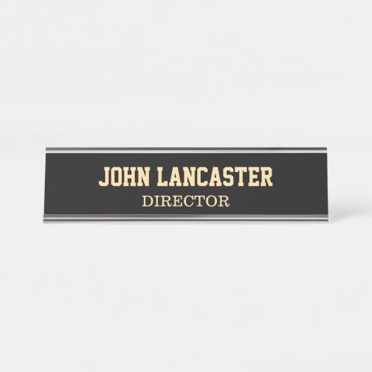 Porte-nom Pour Bureau Elégant noir personnalisable (Devant)