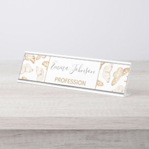 Porte-nom Pour Bureau Élégant papillon Parties scintillant or