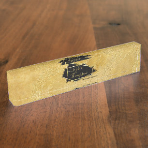 Porte-nom Pour Bureau Elégant Parties scintillant or de luxe Script en m