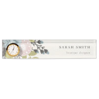 Élégant Pastel Boho Blush Blue Green Leafy Floral