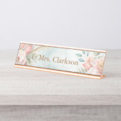 Porte-nom Pour Bureau Élégant professeur Floral moderne (Devant)