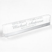 Porte-nom Pour Bureau Élégant professionnel blanc et argent