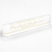 Porte-nom Pour Bureau Élégant professionnel blanc et or