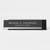 Porte-nom Pour Bureau Élégant professionnel noir et argent (Devant)