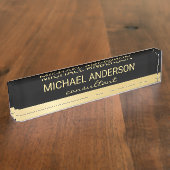 Porte-nom Pour Bureau Élégant professionnel noir et or (Taille)