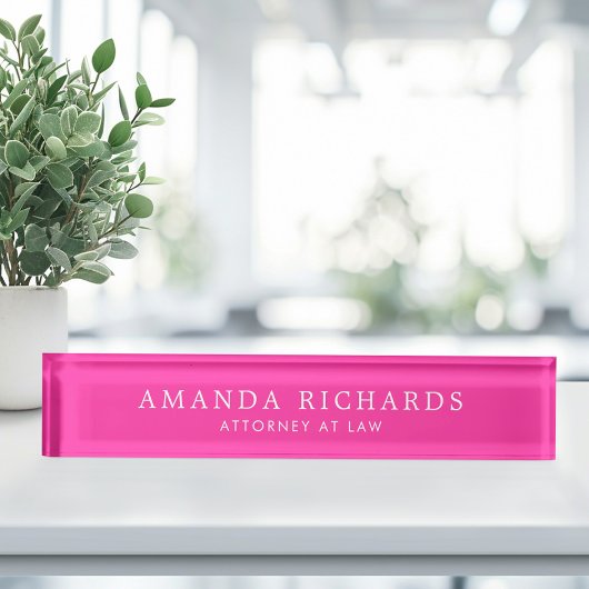 Porte-nom Pour Bureau Élégant rose chaud