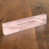 Porte-nom Pour Bureau Élégant Rose Gold Agate Geode Professional (Taille)