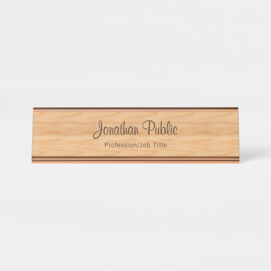 Porte-nom Pour Bureau Élégant Rose  Gold Modern Modèle (Devant)