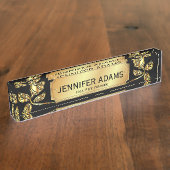 Porte-nom Pour Bureau Élégant Rose Or Et Gestionnaire Exécutif Noir (Taille)