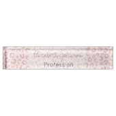 Porte-nom Pour Bureau Élégant Rose Parties scintillant d'or Leopard Moti (Devant)