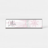 Porte-nom Pour Bureau Elégant rose Sun Moon Doodle Mandala White Design (Devant)