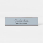 Porte-nom Pour Bureau Élégant script bleu foncé (Devant)