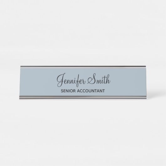 Porte-nom Pour Bureau Élégant script bleu foncé (Devant)