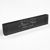 Porte-nom Pour Bureau Élégant script moderne noir et blanc