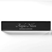 Porte-nom Pour Bureau Élégant script moderne noir et blanc (Devant)