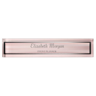 Porte-nom Pour Bureau Élégant Silver, Rose, Frame Stripe