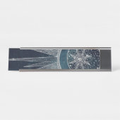 Porte-nom Pour Bureau Elégant Silver Sun Moon Doodle Mandala Blue Design (Devant)