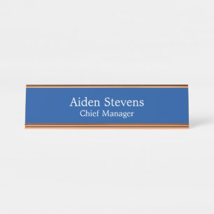 Porte-nom Pour Bureau Élégant Simple Plat Profond Bleu Minimaliste