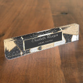 Porte-nom Pour Bureau Elégant Style Géométrique, Marbre, Cadre (Taille)