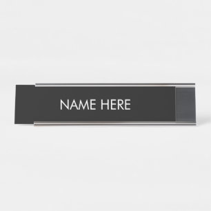 Porte-nom Pour Bureau Élégant texte de nom personnalisé noir blanc