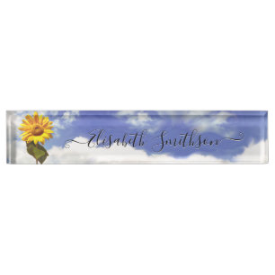 Porte-nom Pour Bureau Elégant tournesol personnalisé Floral professionne